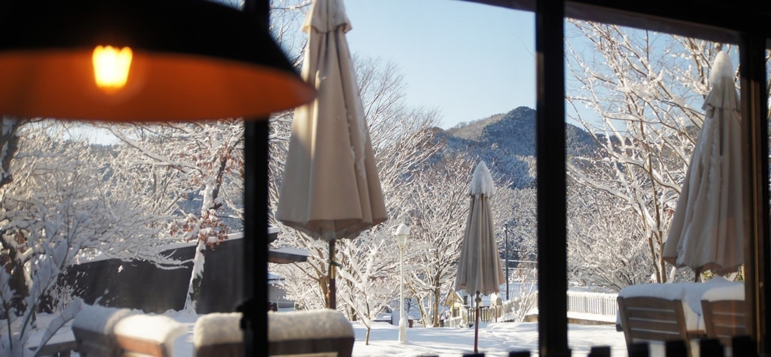 茨城・大子、咲くカフェの雪景色